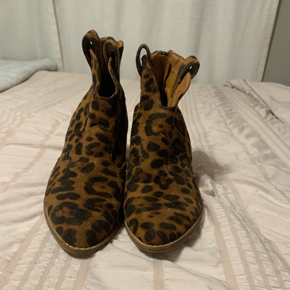 Cheetah print booties